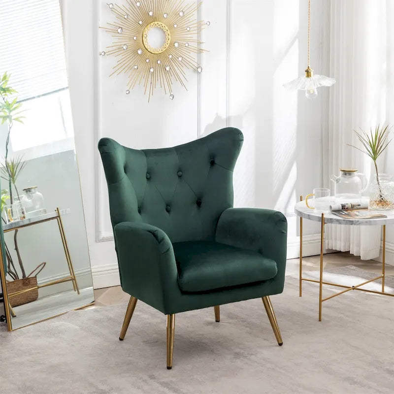 Velvet Wing Back Accent Chair