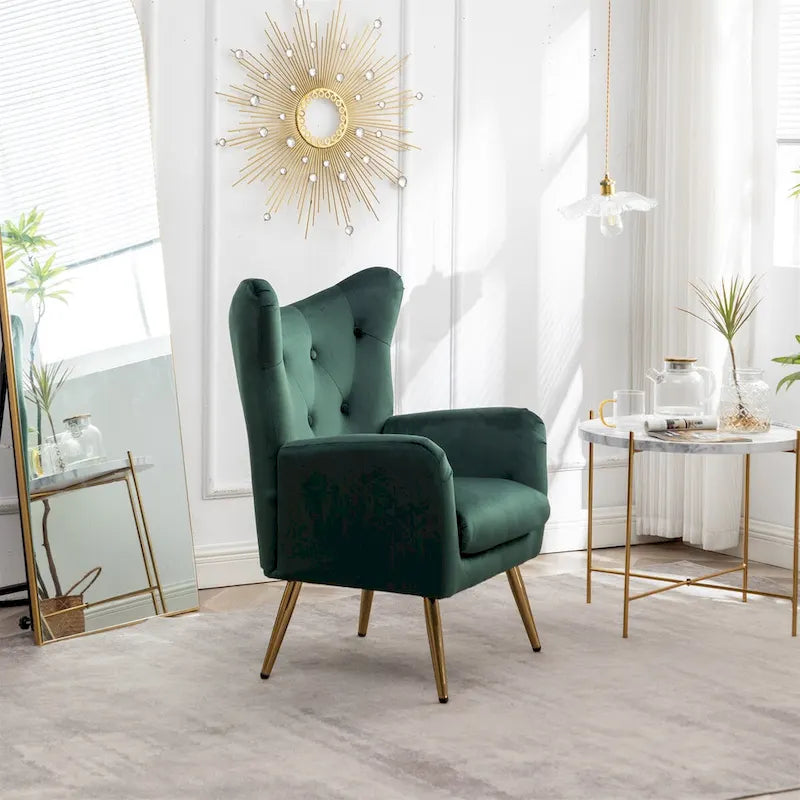 Velvet Wing Back Accent Chair