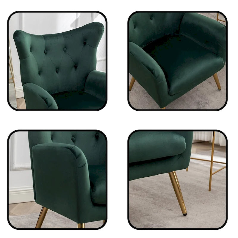Velvet Wing Back Accent Chair
