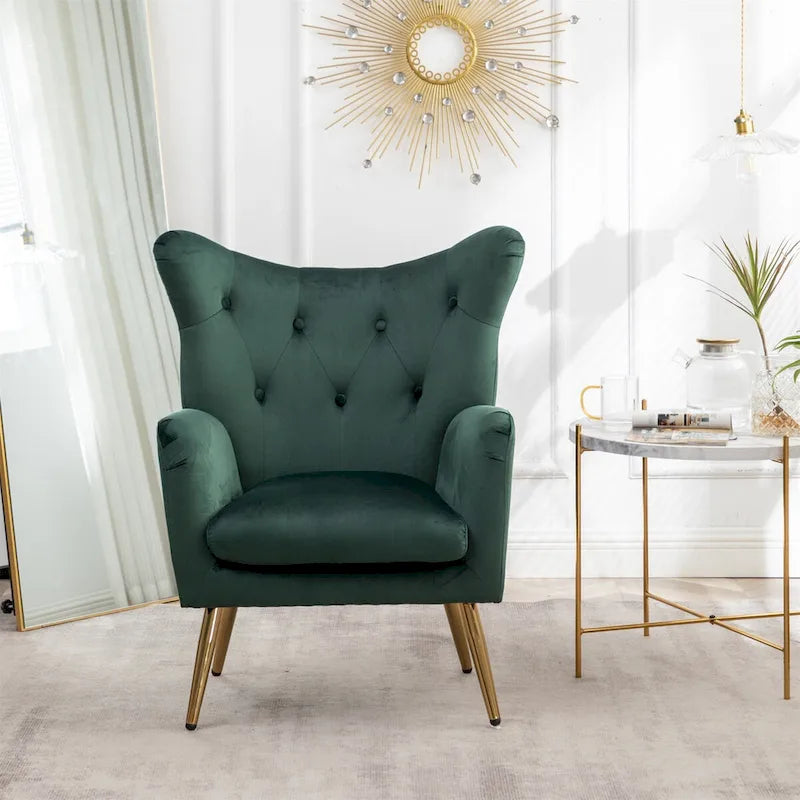 Velvet Wing Back Accent Chair