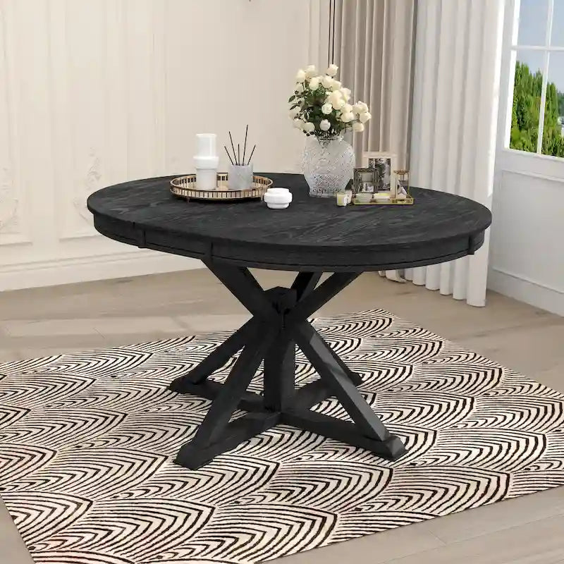 Extendable Round Dining Table with Butterfly Leaf