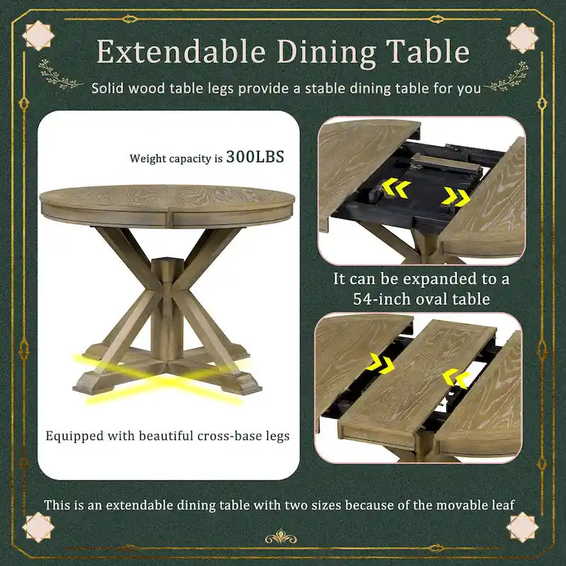 Extendable Round Dining Table with Butterfly Leaf