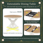 Table à manger ronde extensible avec allonge papillon