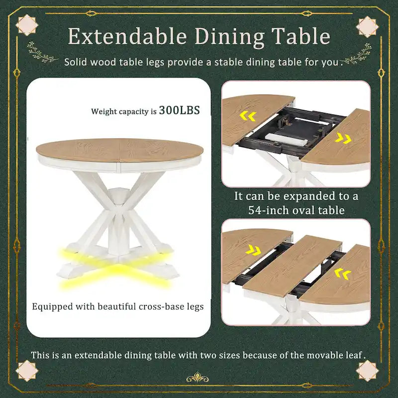 Extendable Round Dining Table with Butterfly Leaf
