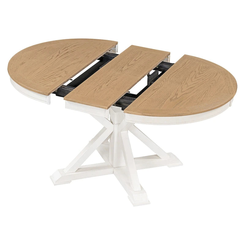 Extendable Round Dining Table with Butterfly Leaf
