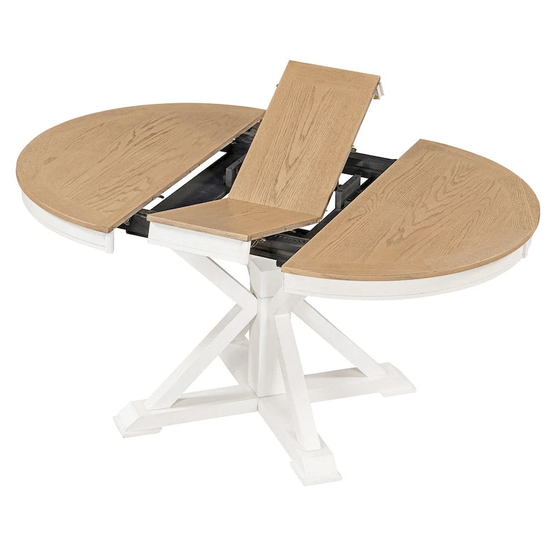 Extendable Round Dining Table with Butterfly Leaf