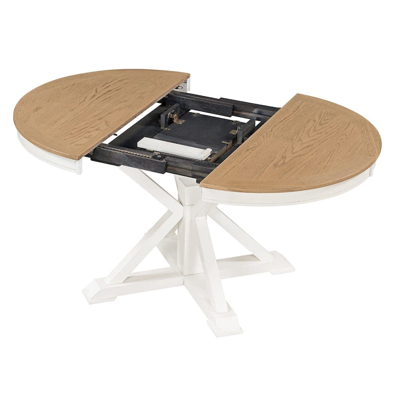 Extendable Round Dining Table with Butterfly Leaf