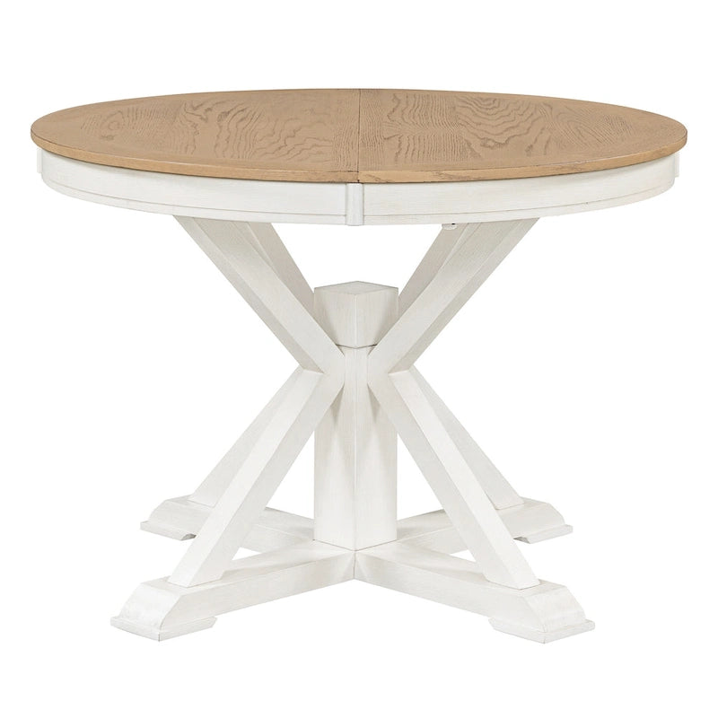 Extendable Round Dining Table with Butterfly Leaf