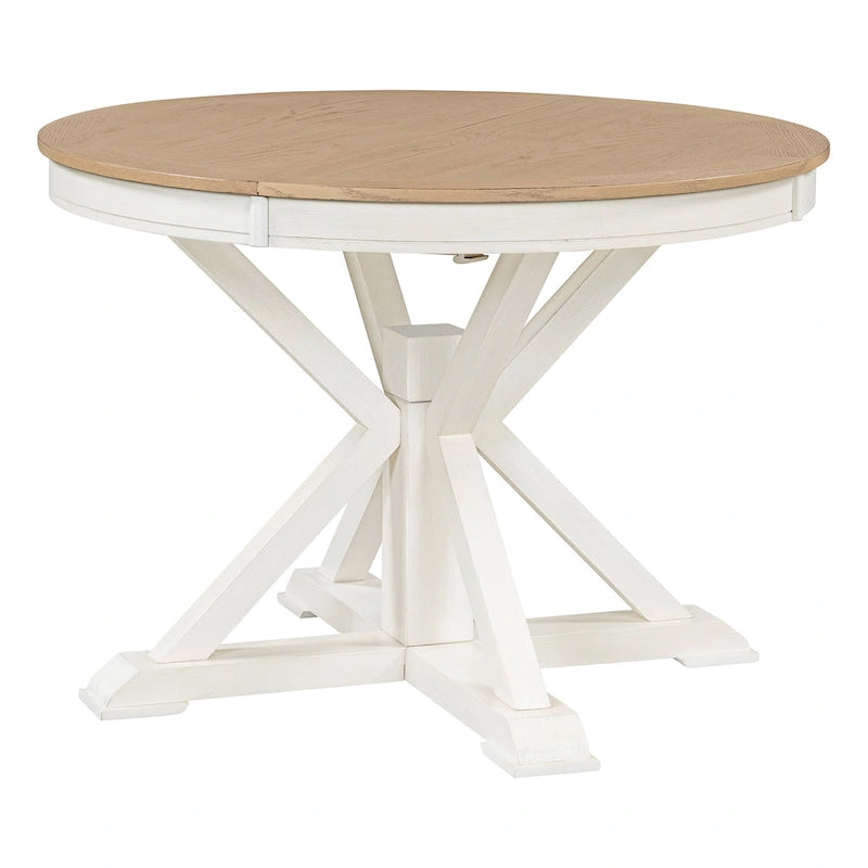 Extendable Round Dining Table with Butterfly Leaf