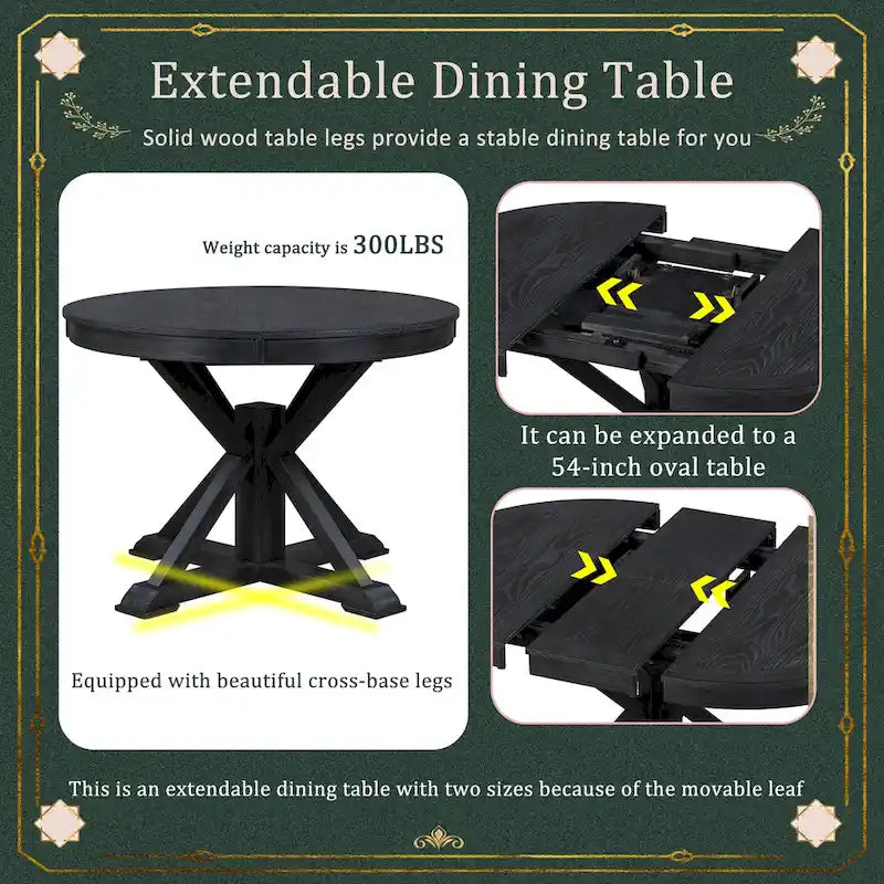 Extendable Round Dining Table with Butterfly Leaf