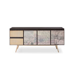Buffet Armoire Moderne Bohème Frêne Fumé et Laiton