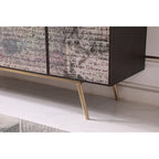 Buffet Armoire Moderne Bohème Frêne Fumé et Laiton