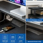 Bureau d'angle avec lumières LED et prise de courant