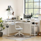 Bureau d'angle avec lumières LED et prise de courant