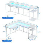 Bureau d'angle avec lumières LED et prise de courant