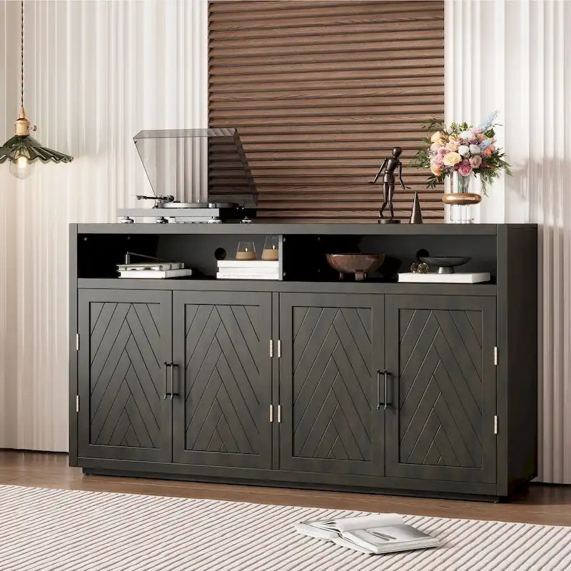 4-Door Retro Sideboard with Adjustable Shelves