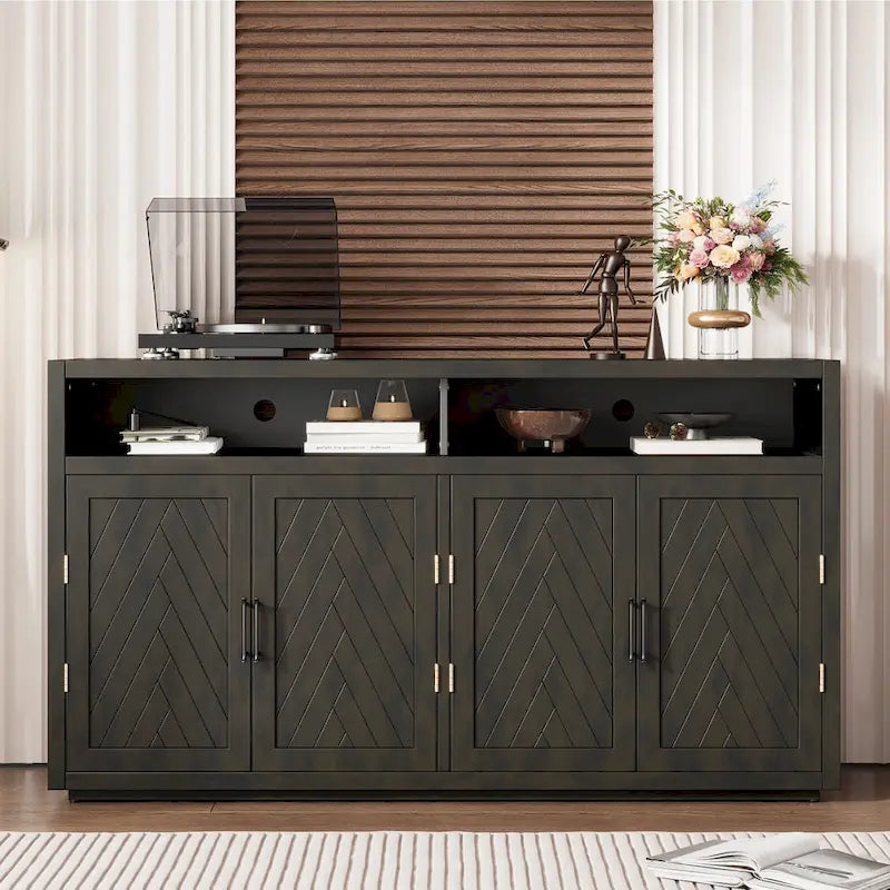 4-Door Retro Sideboard with Adjustable Shelves