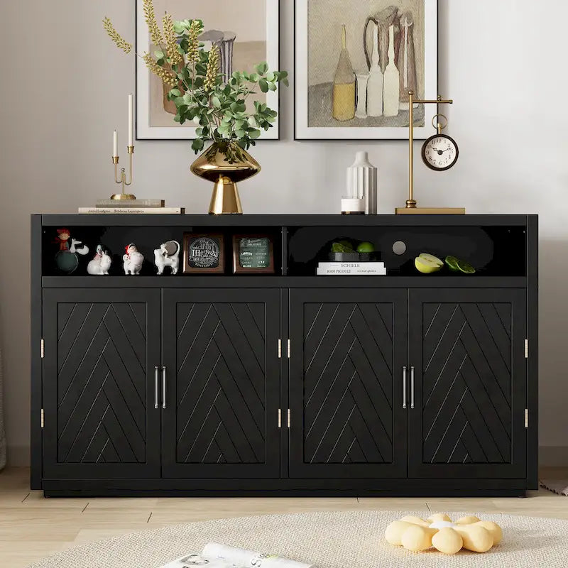4-Door Retro Sideboard with Adjustable Shelves