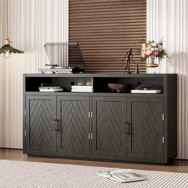 4-Door Retro Sideboard with Adjustable Shelves