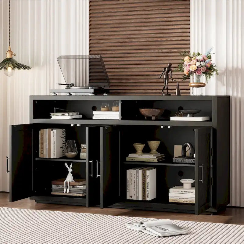 4-Door Retro Sideboard with Adjustable Shelves
