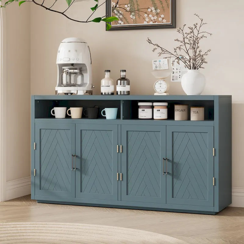 4-Door Retro Sideboard with Adjustable Shelves