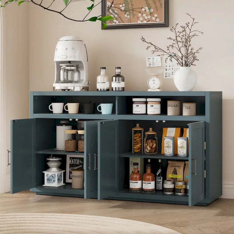 4-Door Retro Sideboard with Adjustable Shelves