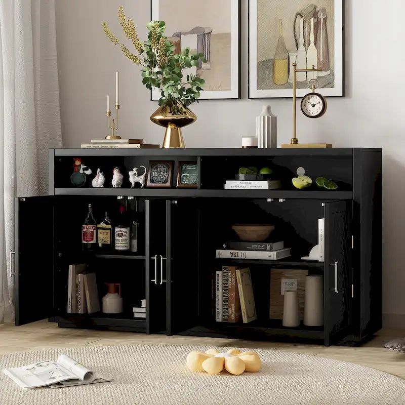 4-Door Retro Sideboard with Adjustable Shelves