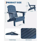 Ensemble de 4 chaises Adirondack pliantes avec 2 tables d'appoint, chaises d'extérieur modernes en HDPE pour patio, terrasse, balcon, jardin