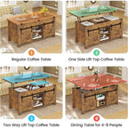 Table basse relevable avec 2 portes de grange coulissantes et rangement