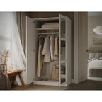 Armoire urbaine à 2 portes 100 % en bois massif avec portes pleines et portes miroir