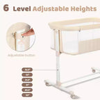 Berceau pour bébé avec roulettes - Beige / Gris / Rose, cododo, pour 1 bébé