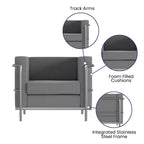 Fauteuil contemporain Emma et Oliver en similicuir avec double cadre enrobant