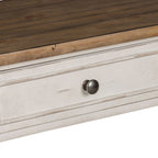 Table de canapé Morgan Creek antique blanc brossé et accents couleur tabac