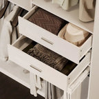 Armoire de coin avec 2 tringles, porte-pantalons et organisateur de chaussures