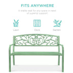 Banc d'extérieur en acier Best Choice Products, mobilier de jardin pour terrasse ou porche avec dossier à motif floral