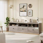 Meuble TV Mid-Century Modern de 178 cm avec tiroir de rangement et étagères ouvertes