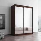 Armoire-penderie à 2 portes miroir avec finition brillante | 120 ou 150 cm de largeur