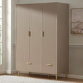 Armoire 3 portes avec tiroirs - Taupe