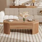 Table basse relevable de 120 cm, table centrale ovale en bois avec rangement caché, table basse moderne pour salon, chambre, bureau