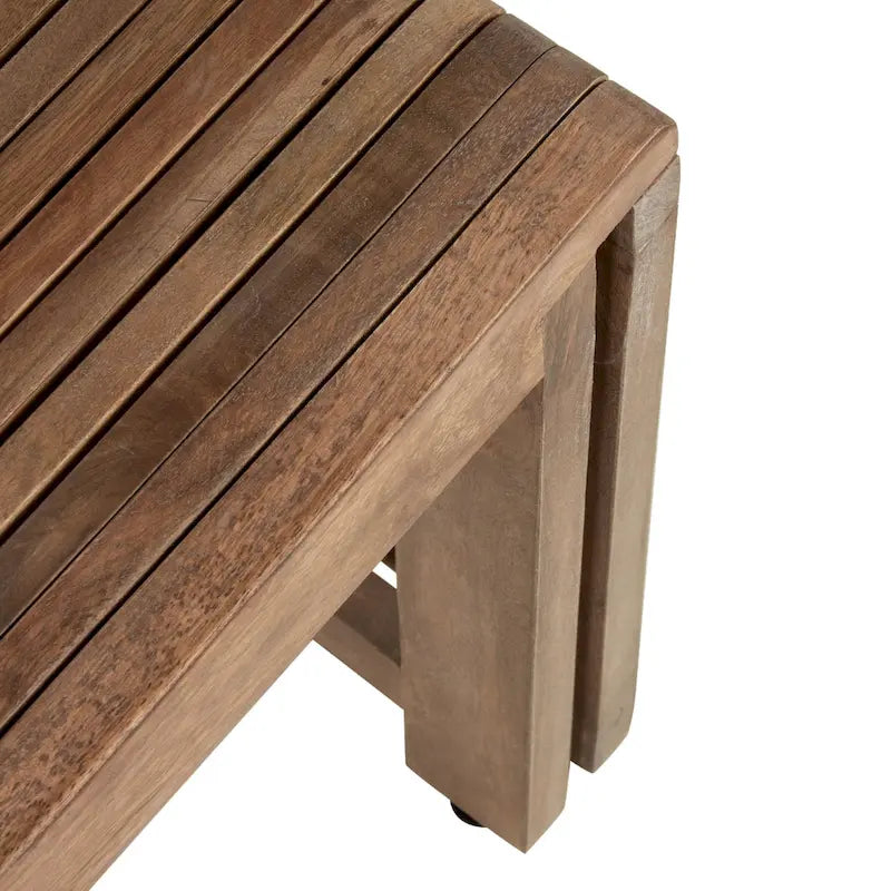 Banc extensible East at Main en bois de manguier massif naturel