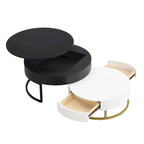 Tables basses gigognes rondes modernes à plateau relevable avec 2 tiroirs