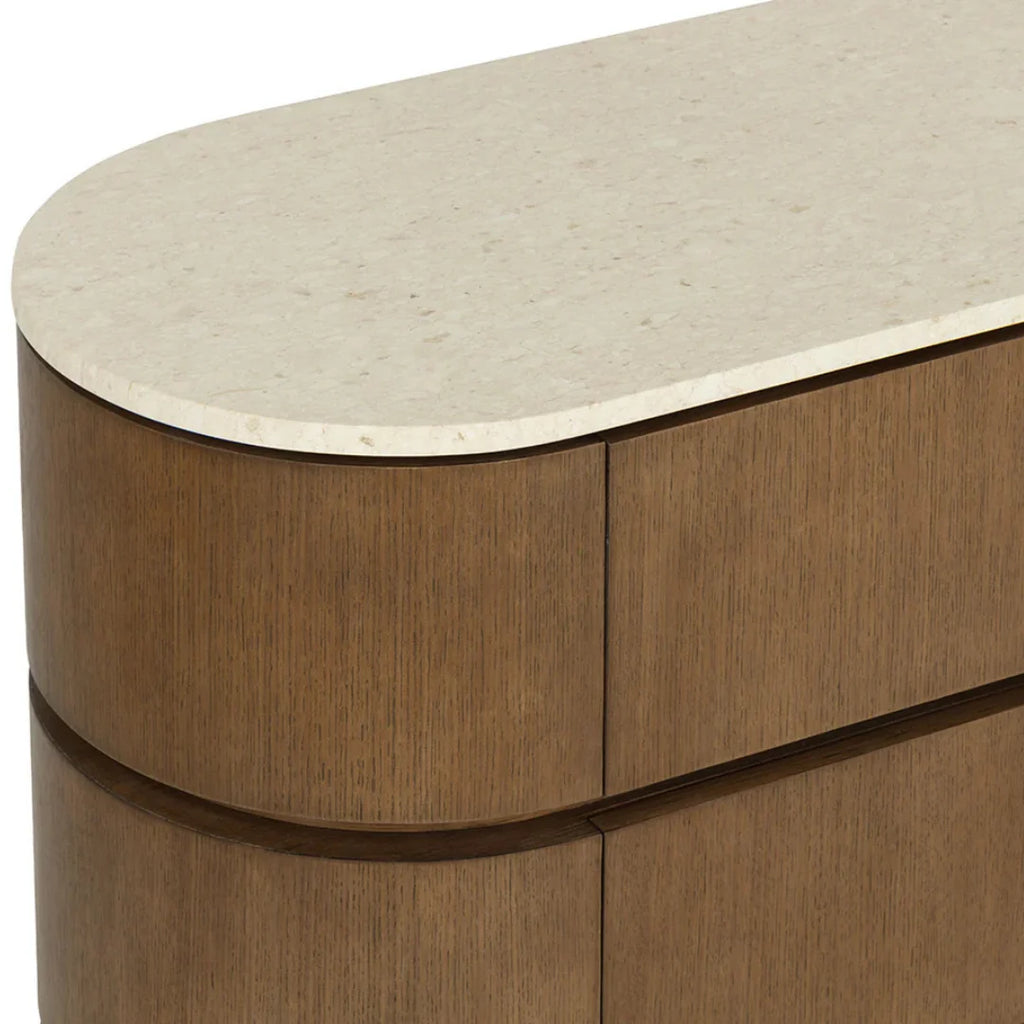 Commode sculpturale en marbre biologique avec rangements - Chambre à coucher | Finition polie
