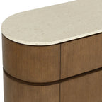 Commode sculpturale en marbre biologique avec rangements - Chambre à coucher | Finition polie