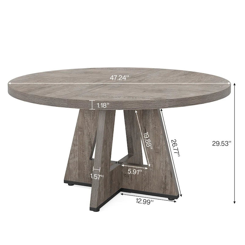 Table de salle à manger ronde de 47 pouces pour 4 personnes, table de ferme en bois pour cuisine, salle à manger et salon