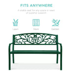 Banc d'extérieur en acier Best Choice Products, mobilier de jardin pour terrasse ou porche avec dossier à motif floral