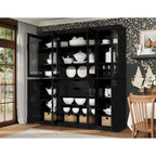 Buffet de cuisine en bois massif 100 % fabriqué en Chine avec portes en verre ou en bois massif et kit de 2 tiroirs 65 x 71,5