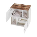 Meuble cache-litière double avec poteaux à griffer et tapis de litière à double couche pour animaux de compagnie d'intérieur